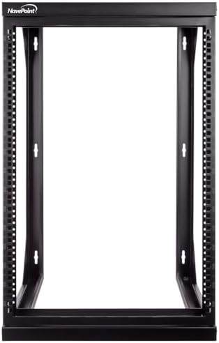 NavePoint 15U Open Frame Server Rack for 19" IT Network Equipment & A/V Devices, Free Standing or Wall Mount Rack with 180 Degrees Gate Swing, Black by NavePoint