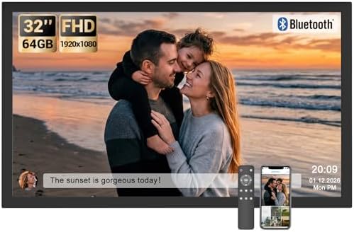 BSIMB 32" Digital Picture Frame, Anti-Glare Screen, Dual-Band Wi‑Fi, 64GB by BSIMB