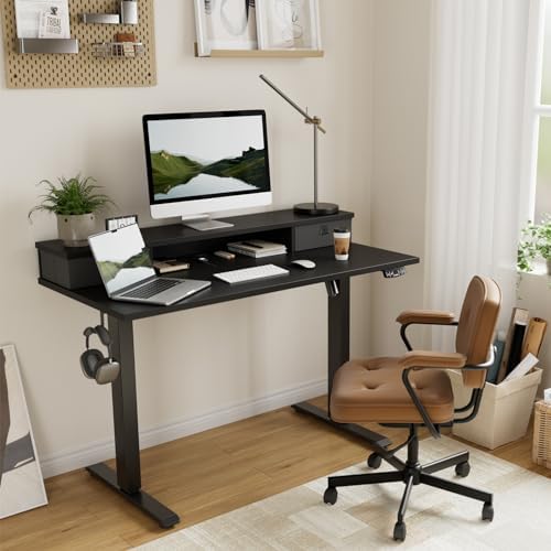 Agilestic 63 * 24 Inch Electric Standing Desk with Drawers, Black - Image 2
