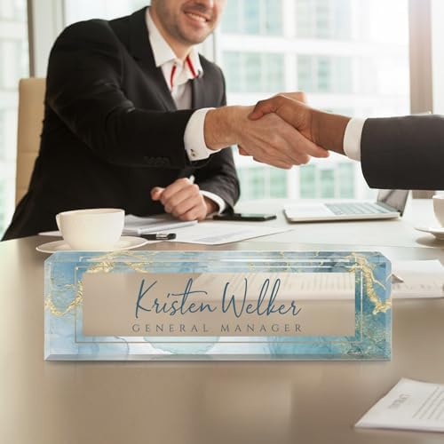 Custom Office Name Plate for Desk - Desk Name Plate Personalized Gifts for Coworkers, Boss, Employees, Teacher, Nurse - Office Desk Decor for Women Men - Employee Appreciation Gifts (Green Marble) - Image 3