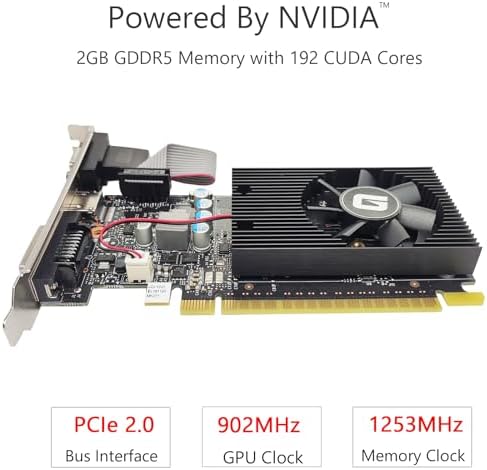 Glorto GeForce GT 730 2G GDDR5 Low Profile Graphics Card, PCI Express 2.0 x8, HDMI/DVI/VGA, Entry Level GPU for PC, SFF and HTPC, Compatible with Windows 11 - Image 2