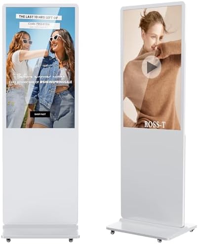 JIYANG 43 Inch Digital Signage Display Kiosk, Indoor Floor Standing LCD Advertising Display with Android Media Player, HDMI/USB/WiFi Input Auto Split Screen(White) by HomePage