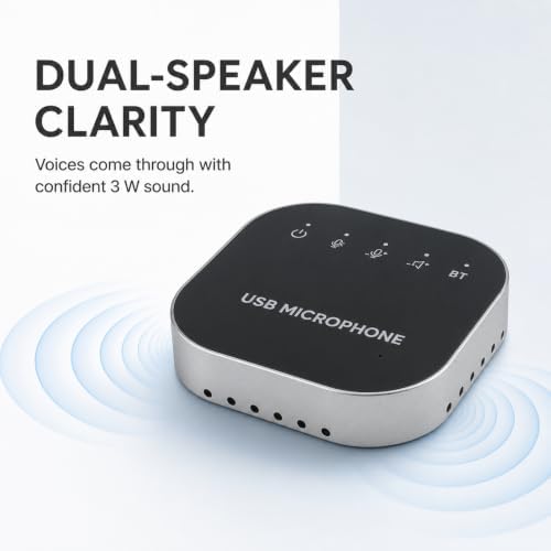 Bluetooth Conference Speaker and Microphone, Bluetooth Speakerphone for Small Meeting Room，Wireless Conference Speaker 360°Voice Pick up with Noise Cancellation Mics for Computer/Laptop - Image 5