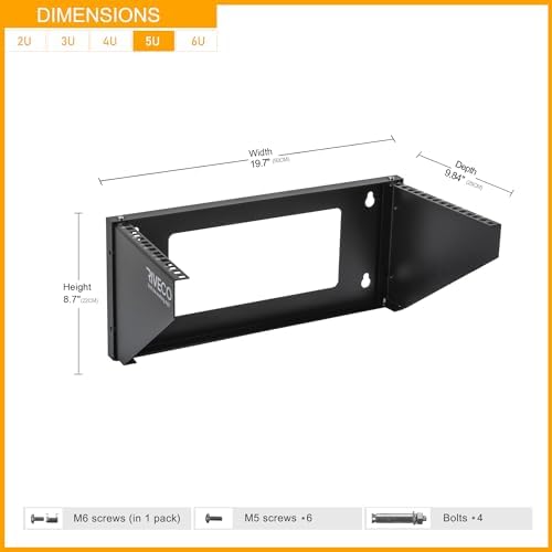 RIVECO 5U Wall Mount Vertical Rack Network Bracket Firm Constructed Easy Assembly Narrow Space Mounting Racks for AV & Stereo Equipment Black - Image 3