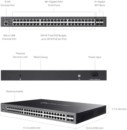 TP-Link TL-SG3452P | 48 Port Gigabit L2+ Managed PoE Switch | 48 PoE+ Port @384W, 4 x SFP Slots | PoE Auto Recovery | Omada SDN Integrated | IPv6 | Static Routing | Limited Lifetime Protection - Image 6