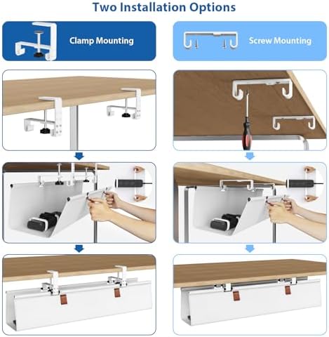 Zilink Under Desk Management Tray Desk Cable Organizer 30 inch, White - Image 2