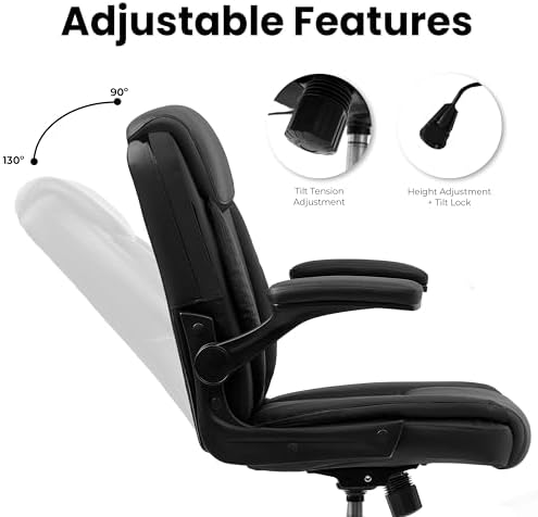 NEO CHAIR PU Leather Office Desk Chair with Adjustable Arms, All Black - Image 6