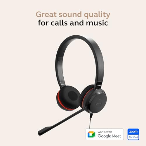 Jabra Evolve 20 SE Wired Dual-Ear Headset with Microphone for Work, USB-A and USB-C Wired Headphones, Works with Online Meeting Platforms, On-Ear Comfort, Connects to Laptops, iPhone & Android Devices - Image 3