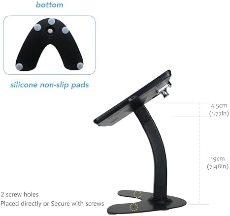 Desktop Anti-Theft Kiosk Stand POS Stand with Lock Bracket for 2025 iPad 11" (A16) 11th/ 2022 iPad 10.9" 10th Gen.,Excluding Other 10.9"& 11",360°Swivel,Metal(Black) - Image 6