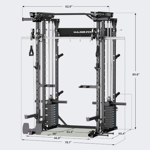 Major Fitness Drone MAX V Smith Machine with Weight Stacks, All-in-One Home Gym Squat Rack--2500LB Capacity, Dual LAT Pull-Down Systems & Cable Crossover Machine, Heavy-Duty Full-Body Workout Machine - Image 6