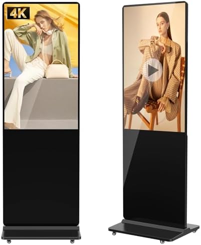 JIYANG 43 Inch 4K Digital Signage Display Kiosk, Indoor Floor Standing LCD Advertising Display with Android Media Player, HDMI/USB/WiFi Input Auto Split Screen（Black） by HomePage