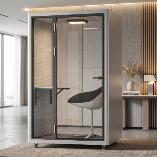 Soundproof Office Pod with 1 Person Enclosed Structure (Silver) by X-Comfot