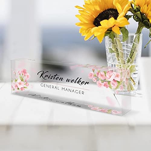 Personalized Office Name Plate for Desk, Custom Employee Appreciation Gifts, Acrylic Desk Name Plate Funny, Desk Decorations Gift, Acrylic Desk Ornaments… (Pink Orchids) - Image 6