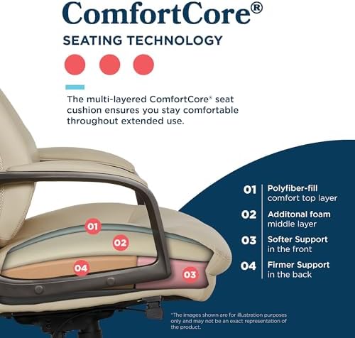 La-Z-Boy High-Back Ergonomic Office Chair, AIR Lumbar Support Leather Chair - Image 7