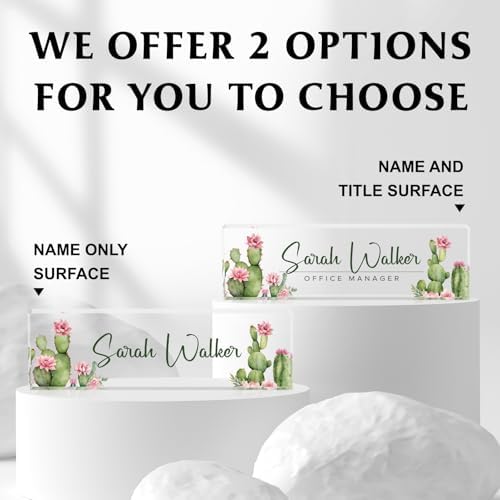 Custom Name Plate for Desk - Desk Name Plate Personalized - Office Desk Accessories - Employee Teacher Appreciation Gifts for Coworkers - Acrylic Cactus Office Desk Decor - Office Gifts for Women Men - Image 2