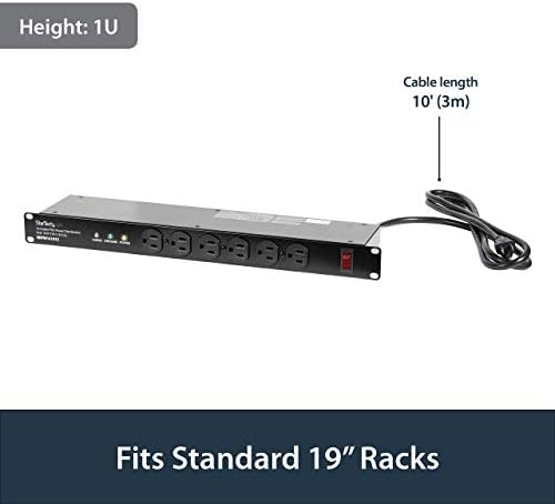StarTech 16-Outlet 1U PDU, 120V/15A, Surge, 6ft Cord, TAA (RKPW161915) - Image 2