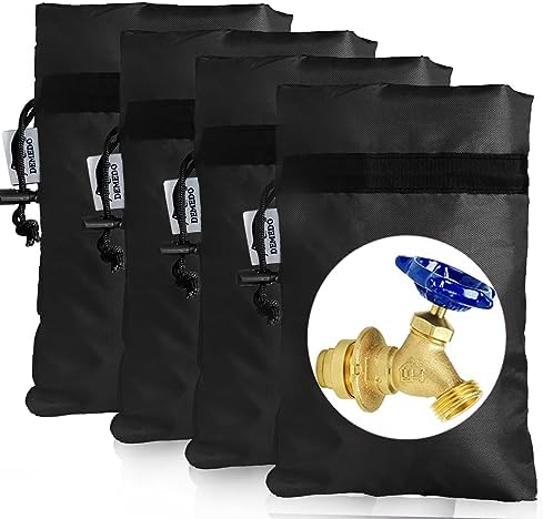 Enlarge Outdoor Faucet Cover for Winter Freeze Protection, 3M Thinsulate, 10"H x 6.3"W Hose Bib Covers for Wall Taps Outside, Waterproof & Frost Free Insulated Spigot Cover, 4 Pcs Faucet Socks - Black by DEMEDO