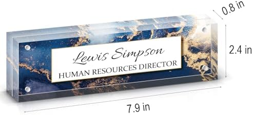 Custom Name Plate for Desk, Office Desk Double sided pattern Name Plate Personalized Office Desk Decor for Women and Men, Teacher Nurse Boss Employee Appreciation Gifts (Deep blue marble, UV pattern) - Image 3