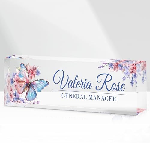Custom Name Plate for Desk, Acrylic Desk Name Plate Personalized, Employee Appreciation Gifts, Office Desk Accessories for Woman Teacher Nurse, Coworker Gifts for Manager Assistant by DOCRAGI