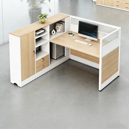 Modern Office Cubicle Workstation Desk with Tempered Glass Privacy Panels, USB Charging Hub & Cable Management,Multi-Person Modular Computer Desk for Commercial Office (B-Left, One Person) by Unknown