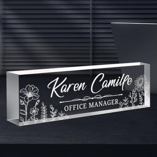 Custom Engraved Name Plate for Desk, Acrylic Desk Name Plate Personalized by Spricoz