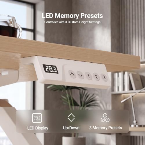 Claiks Electric Standing Desk 55x24 Inch Adjustable Desk, Nature - Image 6