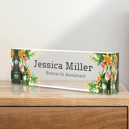 Personalized Acrylic Office Desk Name Plate with Name And Title Printing by nyareka
