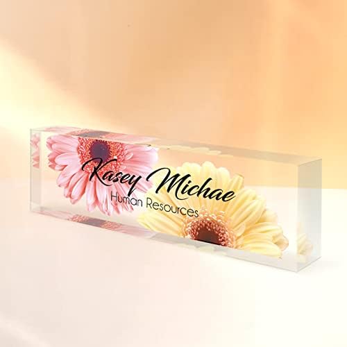Desk Name Plate Personalized, Custom Name Plates for Desks, Personalized Acrylic Name Plate for Desk, Office Gifts for Coworkers, Boss, Teacher/Employee Appreciation Gifts (Daisy Design) - Image 2