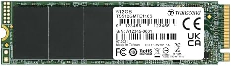 Transcend 512GB MTE110S PCIe 3.0 M.2 2280 SSD, 1700MB/s, Low Power by Transcend
