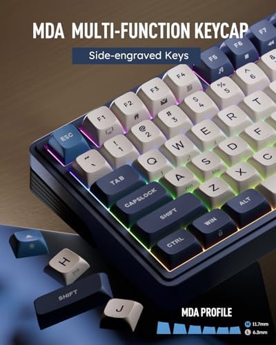 RK ROYAL KLUDGE M100 Wireless Mechanical Keyboard with Screen & Knobs, Blue - Image 5