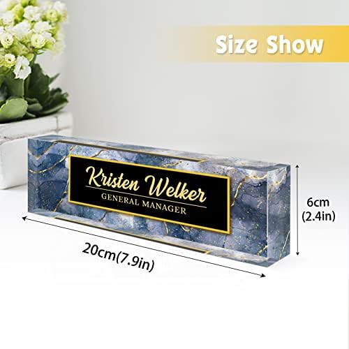 Desk Name Plate Personalized, Custom Name Plates for Desks, Personalized Acrylic Name Plate for Desk, Employee Appreciation Gifts, Office Gifts for Coworkers, Social Workers (Indigo/Gold Coast) - Image 5