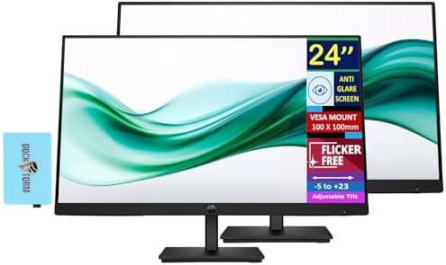 HP 24" Series 3 Pro 24" FHD Computer Monitor (1920x1080), 100Hz Anti-Glare Display, HDMI, VESA Mount, Black, Bundle with dockztorm hub and ErgoFlexy Dual Monitor Mount. (2Pack) - Image 2
