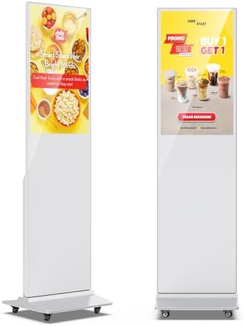 JIYANG 32 Inch Digital Signage Display Kiosk, Indoor Floor Standing LCD Advertising Display with Android Media Player, HDMI/USB/WiFi Input Auto Split Screen(White) by HomePage