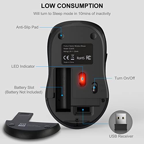 WisFox 2.4GHz Wireless Mouse for Laptop, Ergonomic 6-Button Design, Grey - Image 6
