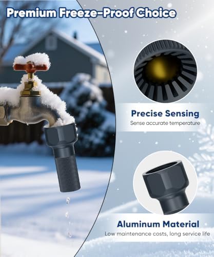 3/4-Inch Thread Faucet Freeze Protection Valve, Freeze Proof Faucet Cover for Outdoors, Winter Frost Proof Auto Temperature Control for Garden, Lawn & Yard Spigot, Black, 2 Pack - Image 4