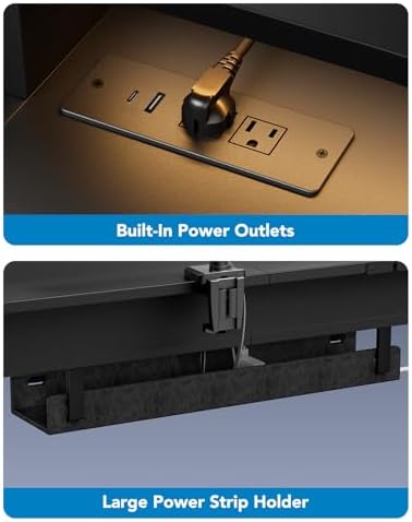 HUANUO 65″ L Shaped Standing Desk with 3 Drawers, Adjustable, Black - Image 4