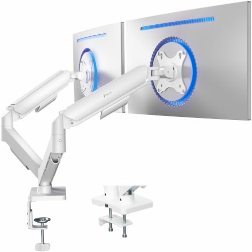 VIVO Dual Monitor Stand, Fully Adjustable Arms for 17 to 32 inch Screens, Mechanical Articulating Desk Mount, Gaming and Office Setups, VESA 75x75, 100x100, Max 19.8 lbs, Classic, White, STAND-V002OW by VIVO