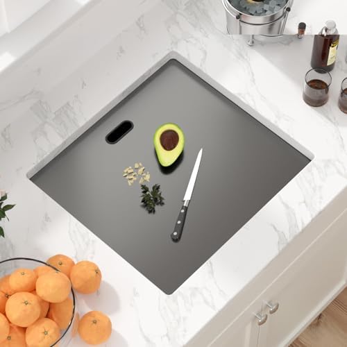 Sarlai Black Undermount Bar Sink With Foldable Faucet - 21x19 Inch Outdoor Black Kitchen Sink RV Workstation 16 Gauge Stainless Steel Single Bowl Handmade Outdoor BBQ Sinks with Lid - Image 4