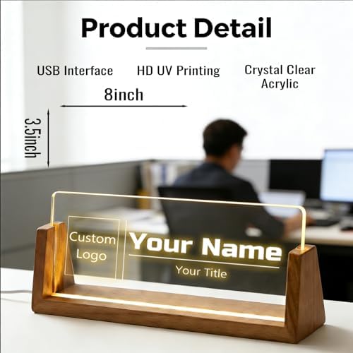 Custom Desk Name Plate,Light Up Acrylic Office Sign, Personalized Gift for Boss Coworker Teacher, Employee Appreciation Award, Home Office Decor - Image 5
