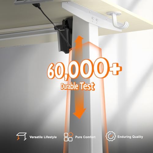 60 Inch Height Adjustable Standing Desk for Home Office, Natural - Image 4
