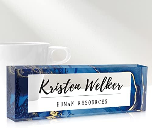 Gowelly Office Desk Name Plate Personalized |Custom Name Plates for Desk| Custom Employee Appreciation Gifts | Office Gifts for Women, Boss, Employee, Teacher, Social Worker-Blue by Gowelly