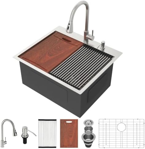 Lordear 25x22 Inch Drop In Laundry Sink with Faucet 12 Inch Deep by LORDEAR