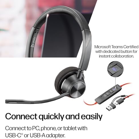Poly Blackwire 3320 Wired USB Headset with Mic for PC & Work - Image 4