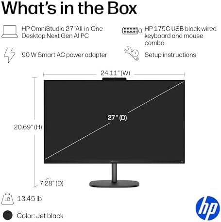 HP OmniStudio 27 inch All-in-One Desktop Next Gen AI PC, FHD Display, AMD Ryzen AI 7 445, 16 GB RAM, 512 GB SSD, AMD Radeon 840M Graphics, Windows 11 Home, Jet Black, 27-cw0102 (2026) - Image 6