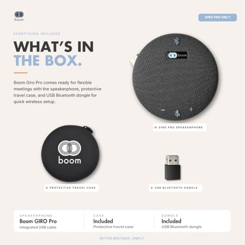 Boom Giro Pro Conference Speakerphone with Wireless Charging & Included USB Bluetooth Dongle, 360° Omnidirectional Mic, Full Duplex HD Audio, Acoustic Echo Cancellation, USB & Bluetooth, Portable - Image 6