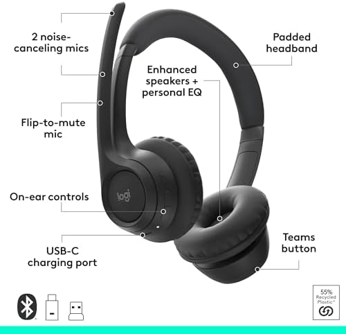 Logitech Zone 305 for Business Wireless Bluetooth Headset - Microsoft Team - Image 6