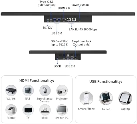 21.5" All in One Tablet Panel PC Win11 Pro, N100 Fanless Industrial Touchscreen Monitor Computer, 8GB RAM 128GB ROM, 1920 * 1080 IPS, USB3.2 * 2, USB2.0 * 2, LAN*2, HDMI2.0, Type-C3.1 - Image 3