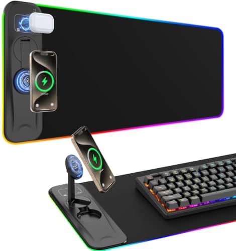 TARKARI Gaming Mouse Pad Wireless Charging Magnetic Rotating Phone Stand by Home