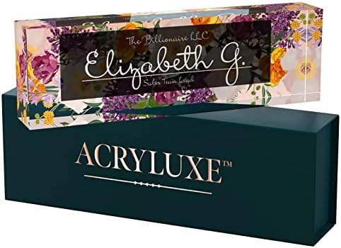 Desk Name Plate Personalized, Custom Name Plates 2½/x8 Inches, Thick Crystal-Clear Acrylic, Gift Box, Office Desk Decor. USA Made by ACRYLUXE (Vaseful) by MySignCenter