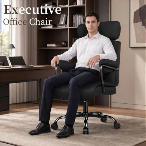 Executive Office Chair, Fabric Desk Chair Comfy High Back, Charcoal Black - Image 3